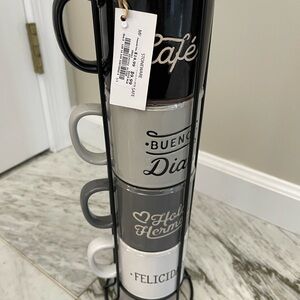 Set of 4 Stacked Coffee Sentiment Mugs